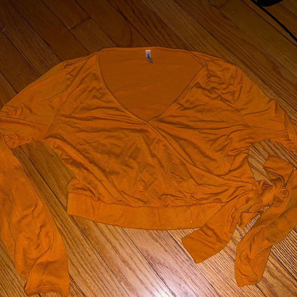 Orange Long Sleeve Crop Top
